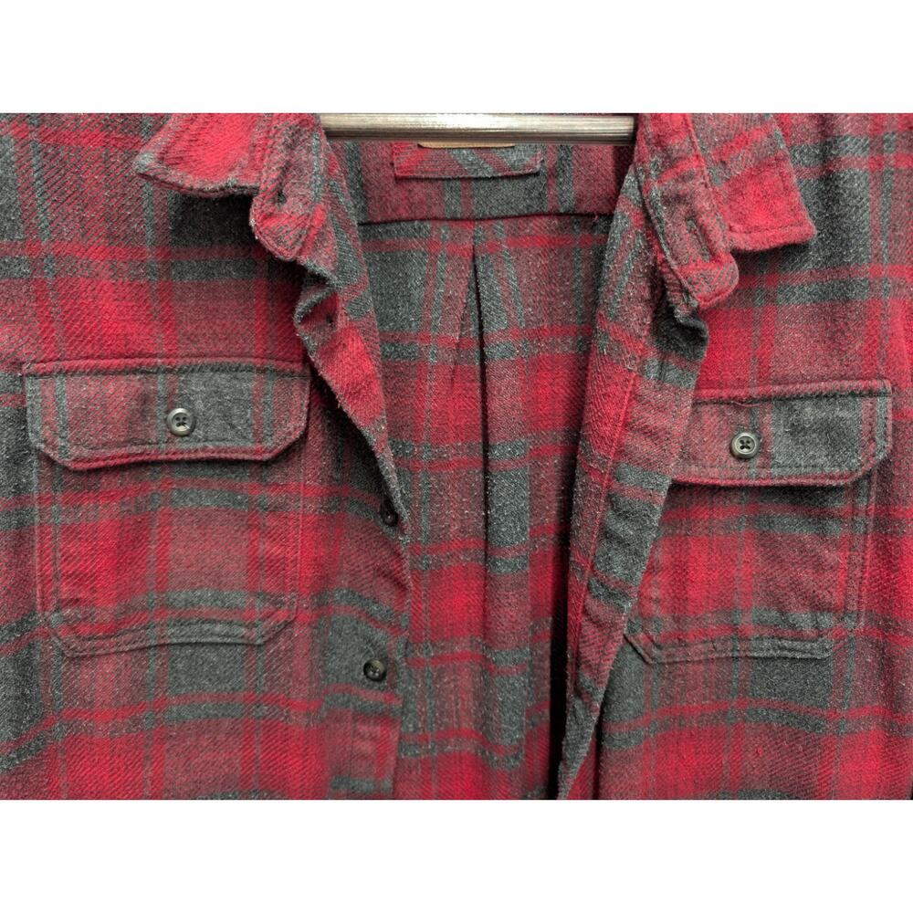 Orvis Red Gray Plaid HEAVY Premium Flannel Shirt/Shacket Long Sleeve XXL Pockets - Picture 2 of 9